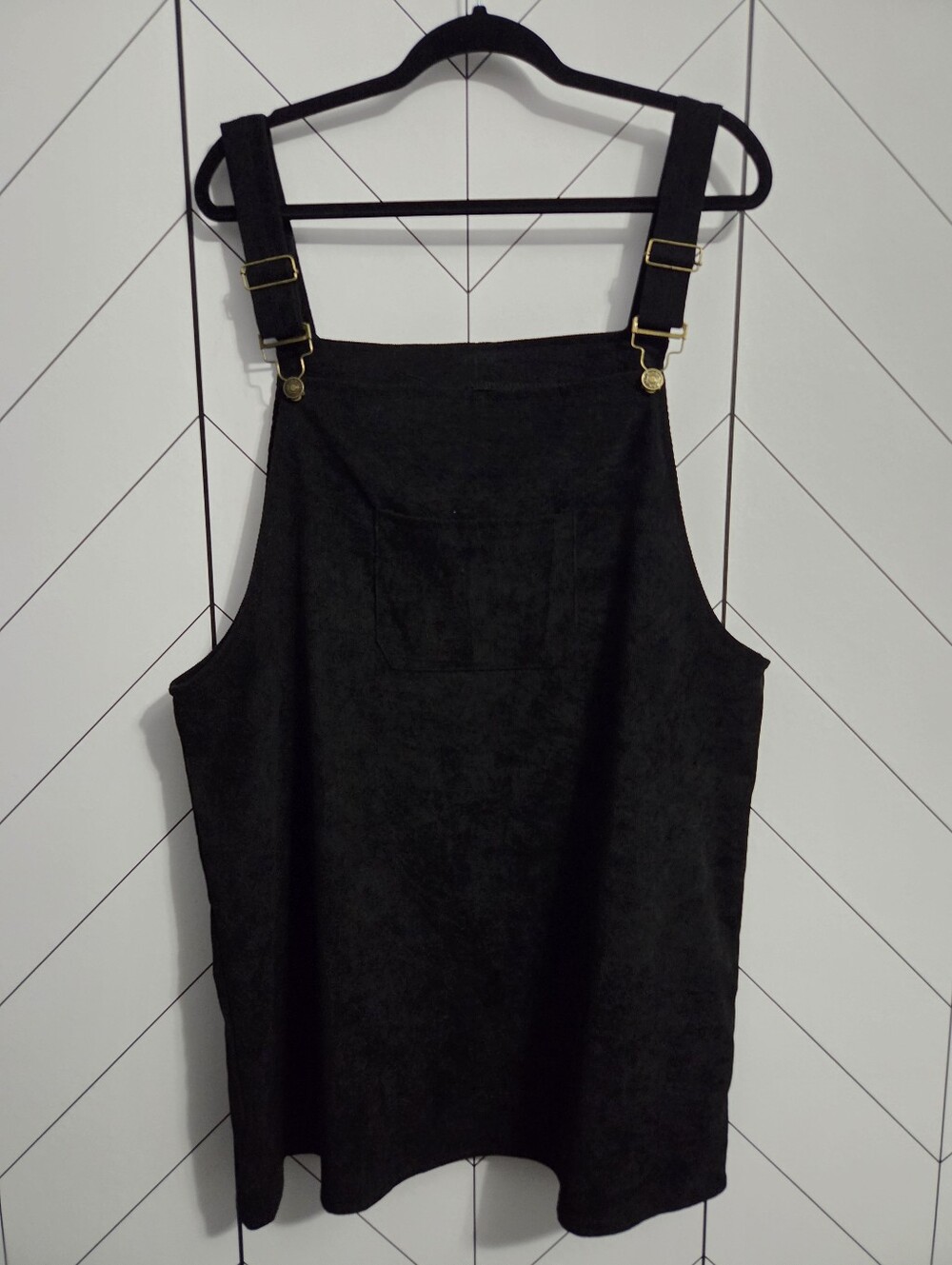 NWOT Shein Black Corduroy Overall Dress, Plus 2X